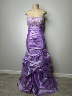 Precious Formals Lilac Strapless Mermaid Gown with Beaded Bodice